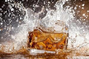 Splashing drink with ice photo