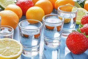 Refreshing fruit infused water shots photo