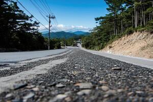 Mountain road stretching into the distance photo