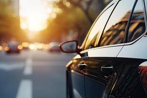 Urban vehicle at sunset photo