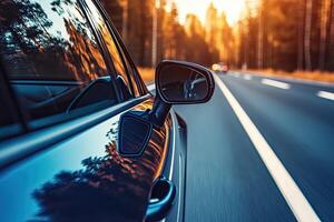 Driving through a scenic forest photo