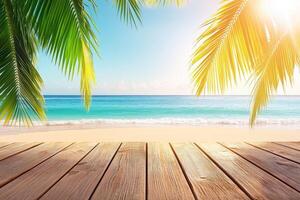 Tropical beach boardwalk photo