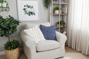 Cozy Reading Nook with Decorative Accents photo