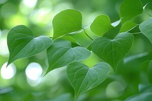 Delicate heart-shaped leaves in soft focus photo