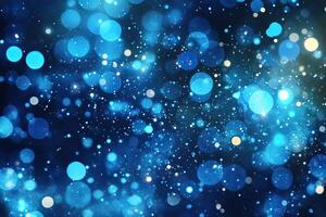 Abstract bokeh lights, dark blue, sparkling photo