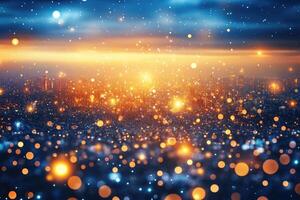Cityscape bathed in golden light, a stunning bokeh effect photo