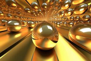 Golden spheres in a tunnel photo