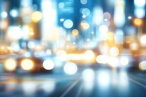 Blurred city lights at night photo