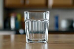 Empty drinking glass on a table photo