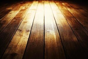 Wooden floor with light shining through photo