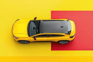 Yellow SUV on vibrant background photo