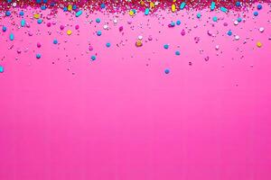 Vibrant sprinkles border on pink backdrop photo