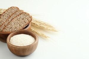Rustic bread and flour photo