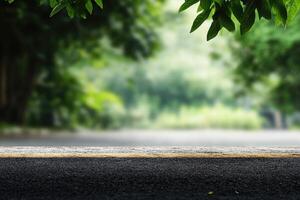 Park pathway, blurred greenery photo