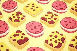 Colorful sandwich cookies in a repeating pattern photo