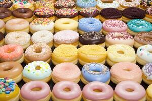 Colorful donut display photo