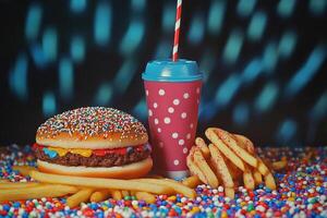 Colorful fast food feast photo