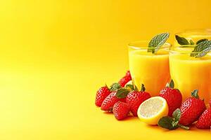 Freshly made orange smoothie photo