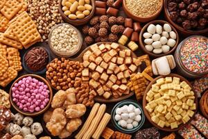Assortment of sweet treats and snacks photo