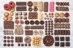 Assorted sweets and treats arranged photo