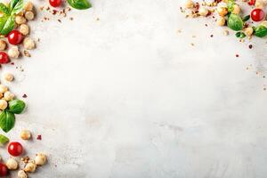 Fresh Italian ingredients arranged in a border photo
