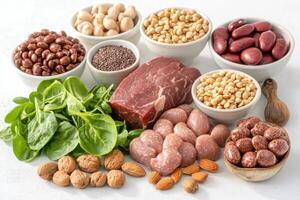Diverse food sources rich in essential nutrients photo