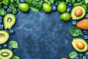 Vibrant array of fresh fruits and vegetables photo