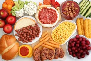 Assorted foods on a table photo