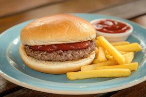 Kid's burger and fries photo