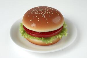 Simple burger on a plate photo