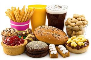 Assortment of unhealthy processed foods photo