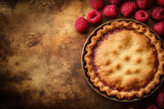 Fresh raspberry pie, close-up photo