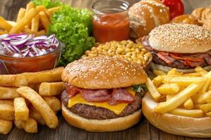 Assorted fast food items photo