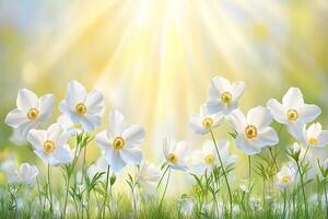 Springtime blossoms in sunlight photo