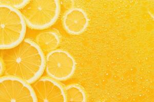 Lemon slices in citrus juice photo