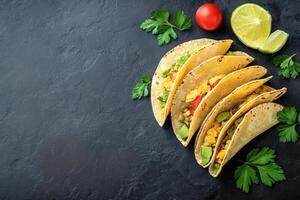 Freshly made breakfast tacos photo