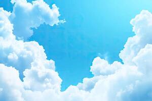 Fluffy clouds against a vibrant blue sky photo