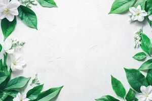 Delicate floral frame on a textured surface photo