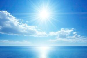 Bright sun over a tranquil ocean photo