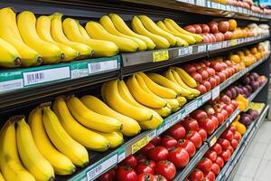 Fresh produce display in a supermarket photo