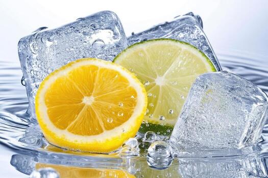 Refreshing citrus slices on ice photo
