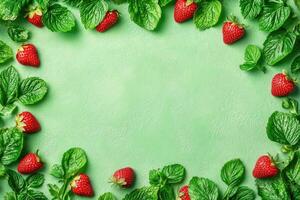 Fresh Strawberries and Mint Frame photo