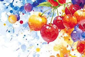 Vibrant fruit cluster with watercolor splashes photo
