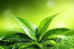 Fresh tea leaves photo