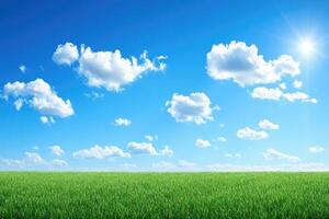 Vast field of grass under a vibrant sky photo