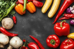 Fresh vegetables arranged in a frame photo