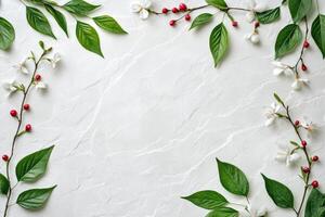 Floral border on textured surface photo