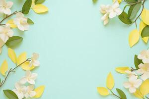 Delicate spring blossoms on a pastel backdrop photo