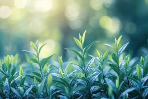 Fresh sprouts emerging from the earth photo