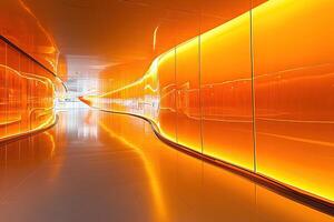 Orange corridor with curved walls photo